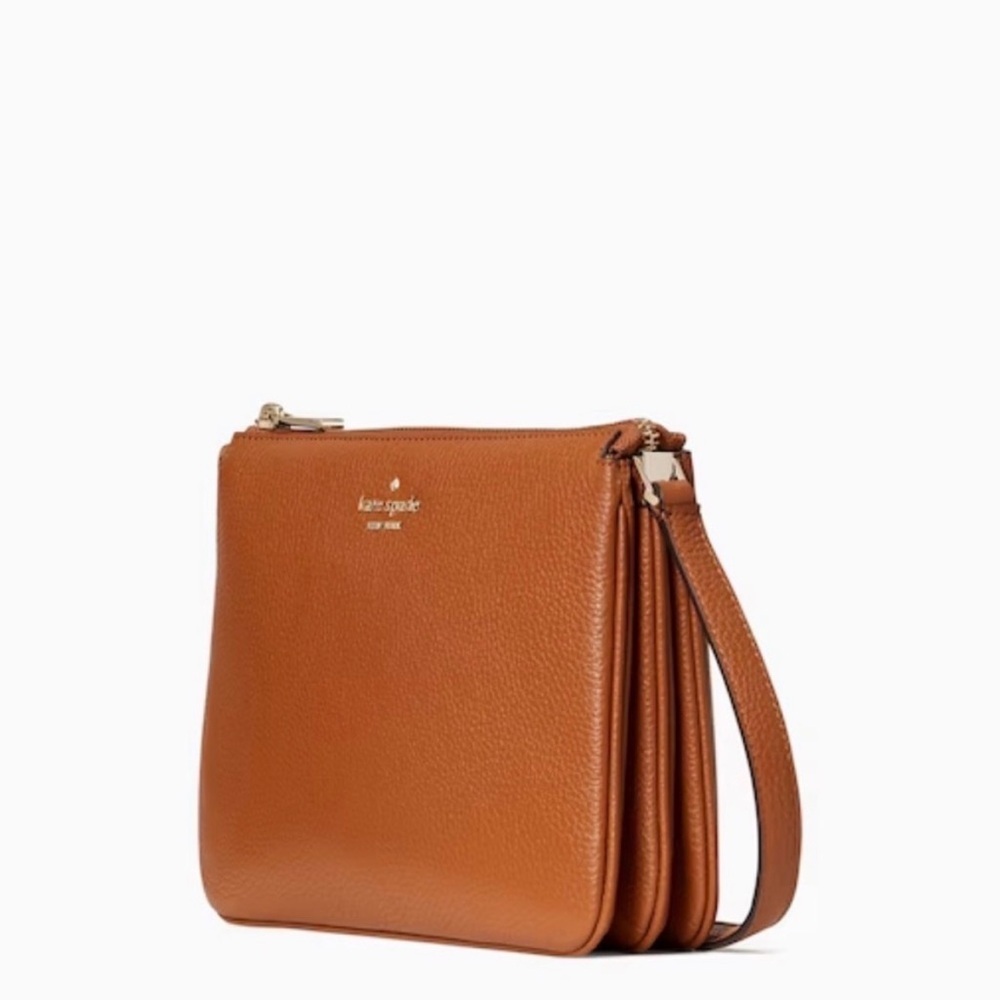 KATE SPADE Brown Pebble Leather Leila Triple Gusset in Warm Gingerbread - Picture 3 of 11